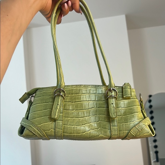 Prada Green Croc-Embossed Shoulder Bag - Picture 2 of 5